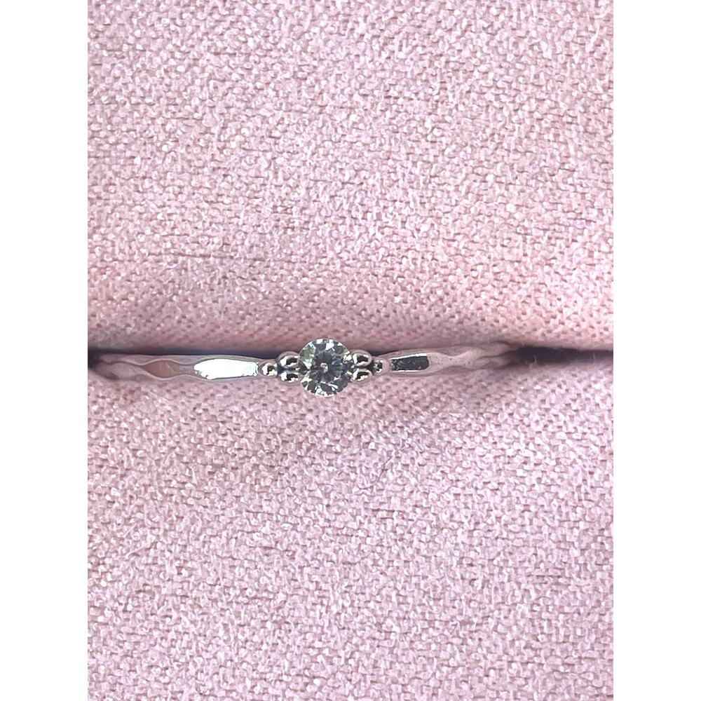 Blush & Bar Dainty Solitaire Ring Size 9 – Minimalist with Sparkling Round Stone